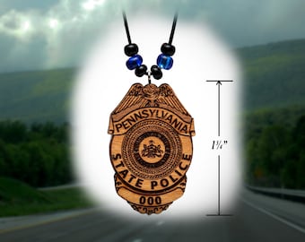Wooden Police Badge or Patch Necklace