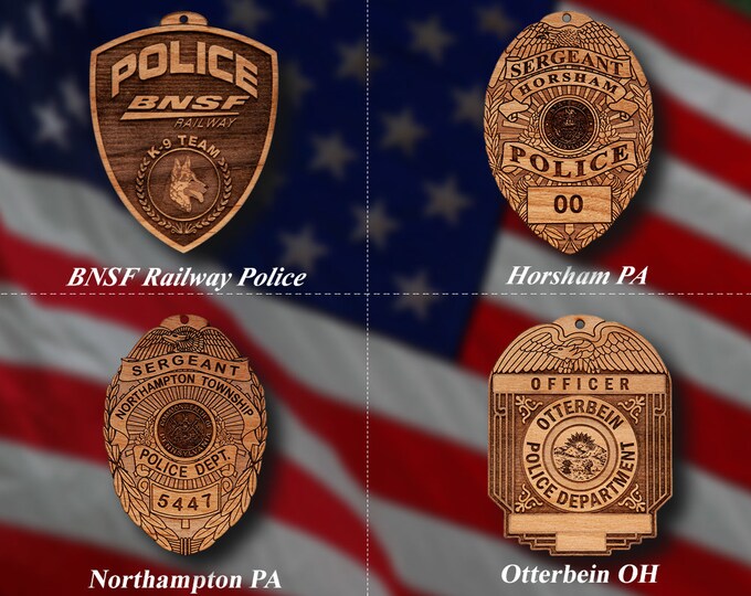 Wooden Misc. Police Badge or Shoulder Patch Ornaments 9