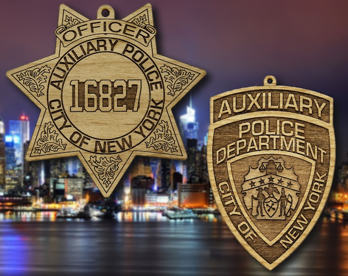 Wooden NYPD Auxiliary Shield or Patch Ornament