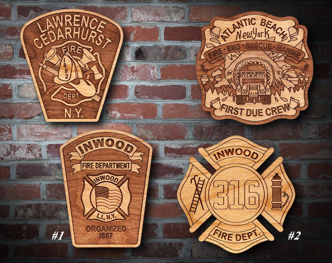 Misc. Wooden EMS FD Badge or Patch Plaque #6