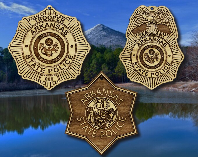 Wooden Arkansas SP Badge or Shoulder Patch Ornament