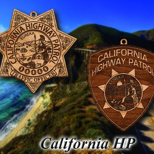 Personalized Wooden California HP Badge or Shoulder Patch Hanging Ornament