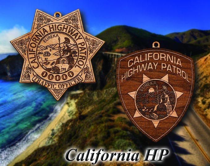 Personalized Wooden California HP Badge or Shoulder Patch Hanging Ornament