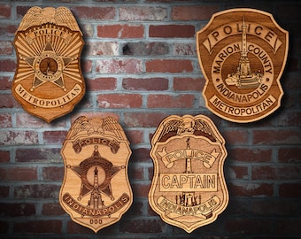 Wooden Indianapolis PD Badge or Patch Plaque