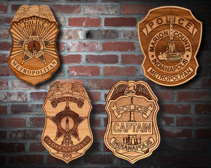 Wooden Indianapolis PD Badge or Patch Plaque