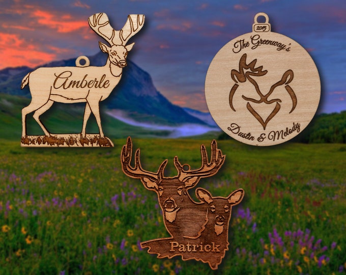 Personalized Wooden Deer Christmas Ornament