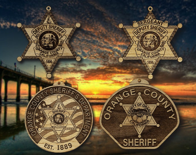 Wooden Orange Co CA Badge or Patch Ornament