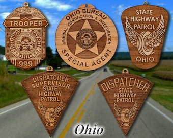 Personalized Wooden Ohio State Police Badge Or Shoulder Patch Christmas Ornament