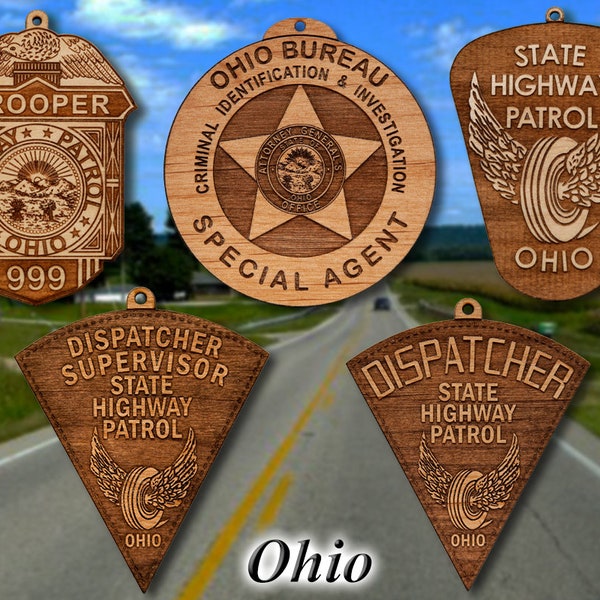 Personalized Wooden Ohio State Police Badge Or Shoulder Patch Christmas Ornament