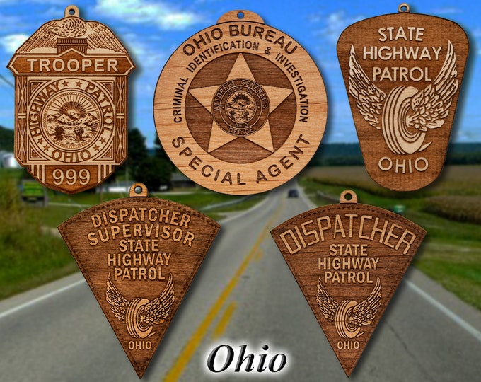 Personalized Wooden Ohio State Police Badge Or Shoulder Patch Christmas Ornament