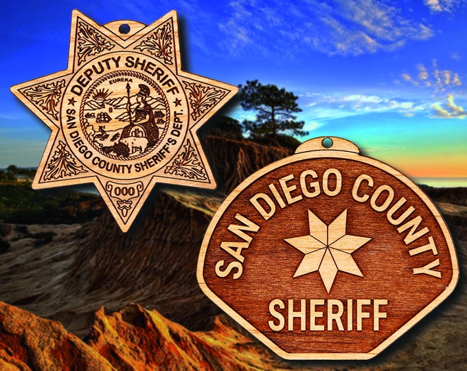 San Diego PD Sheriff Badge or Patch Ornament