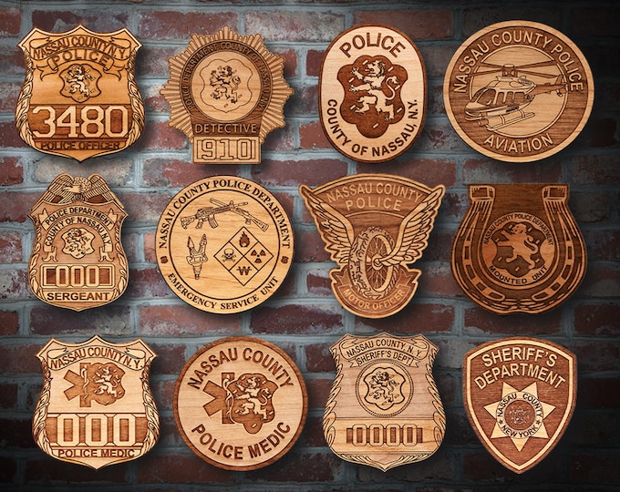 Nassau County PD Badge and Patch Plaques