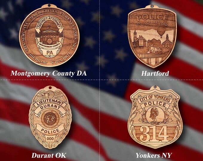 Misc. Wooden Police Badge or Patch Ornament #77