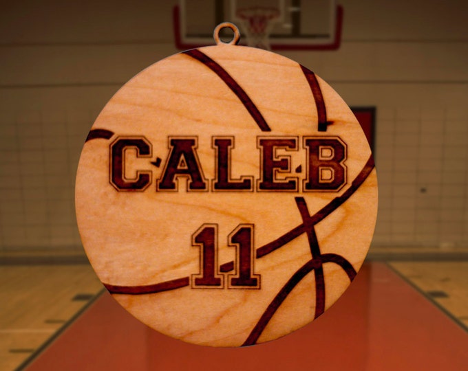 Personalized Wooden Basketball Christmas Ornament