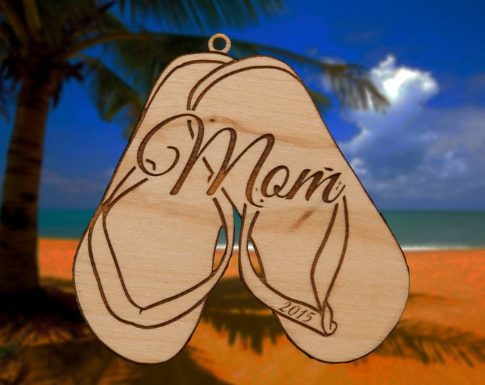 Personalized Wooden Flip Flop Christmas Ornament