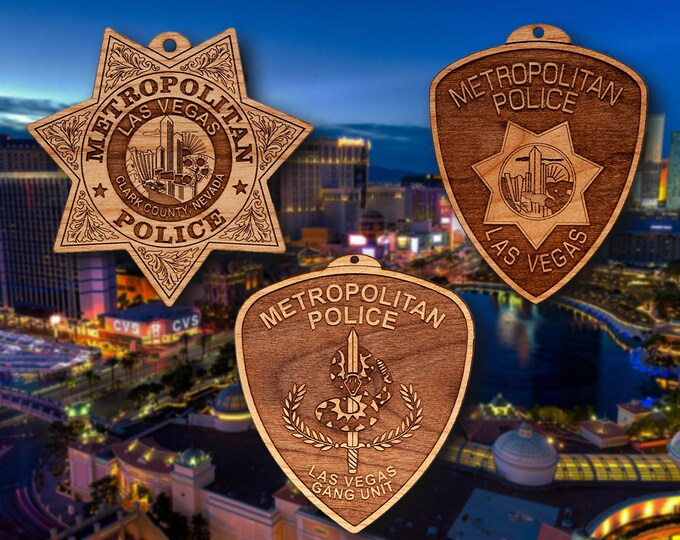 Wooden Las Vegas PD Badge or Shoulder Patch Ornament