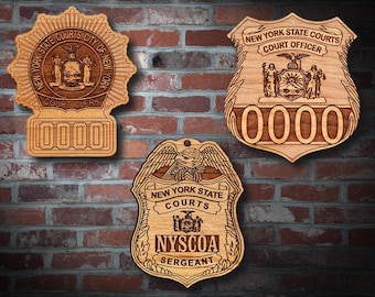 Wooden NY State Court Badge or Patch Plaque