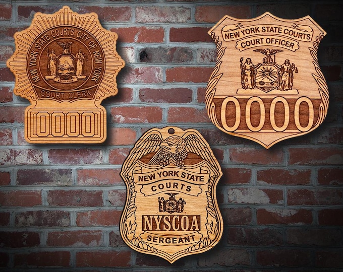 Wooden NY State Court Badge or Patch Plaque