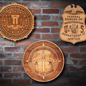 Wooden FBI Badge or Emblem Plaque