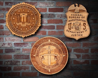 Wooden FBI Badge or Emblem Plaque