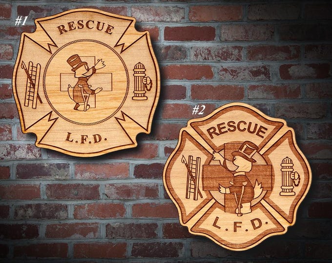 Misc. Wooden EMS FD Badge or Patch Plaque #27