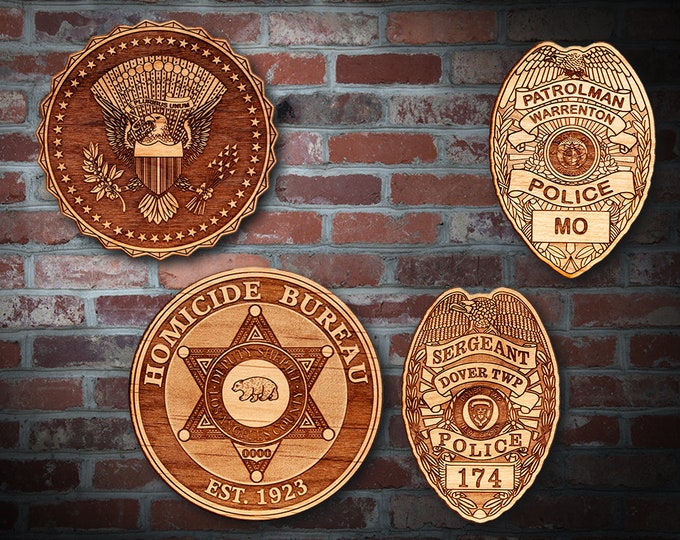 Wooden Miscellaneous Police Badge or Patch Plaque #85