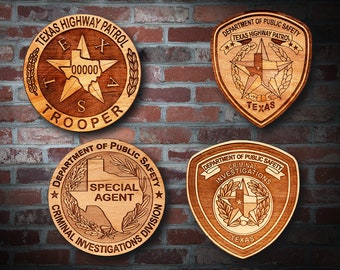 Wooden Texas HP Badge or Patch Plaque