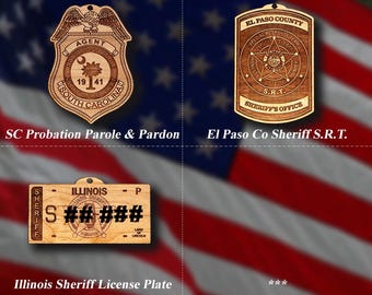 Wooden Miscellaneous Police Badge or Patch Ornaments #116