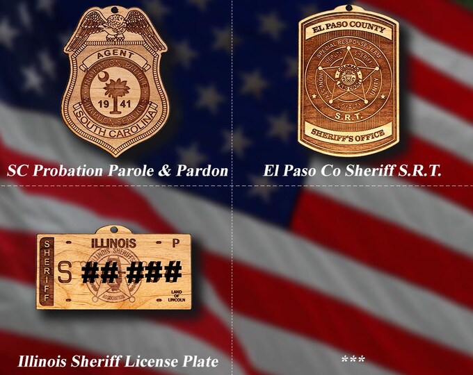 Wooden Miscellaneous Police Badge or Patch Ornaments #116