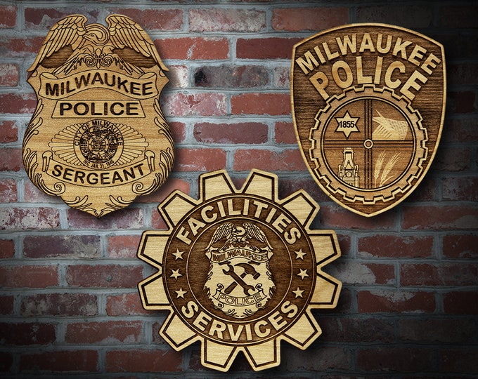 Wooden Milwaukee Police Badge or Patch Plaque