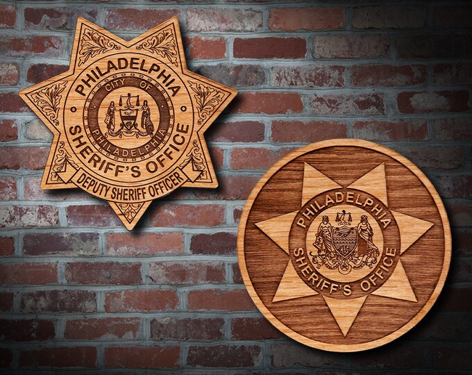 Wooden Philadelphia Sheriff Badge or Patch Plaque