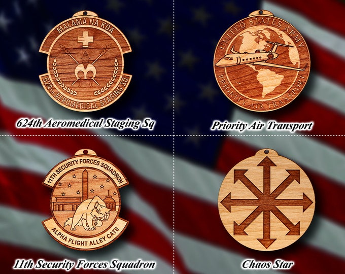 Wooden Misc. Military Patch Ornament 38