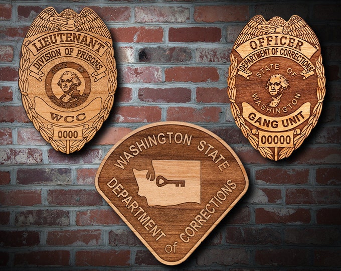 Personalized Wooden Washington State DoC Badge or Patch Plaque