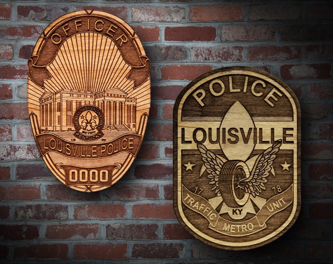 Wooden Louisville KY PD Badge or Patch Plaque