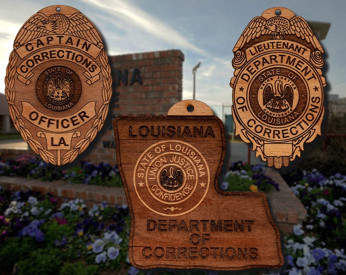 Wooden Louisiana DoC Badge or Shoulder Patch Ornament