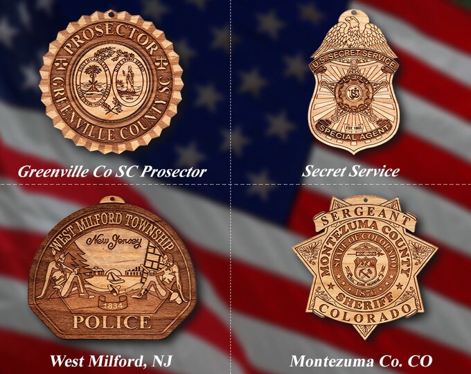 Misc. Wooden Police Badge or Patch Ornament #44