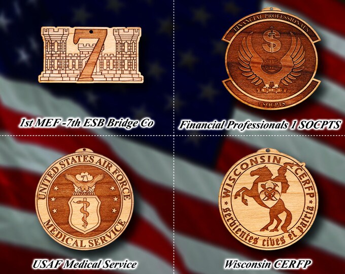 Wooden Misc. Military Patch Ornament 15