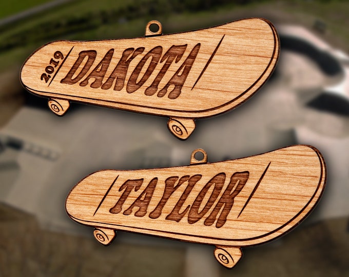 Personalized Wooden Skateboard Christmas Ornament