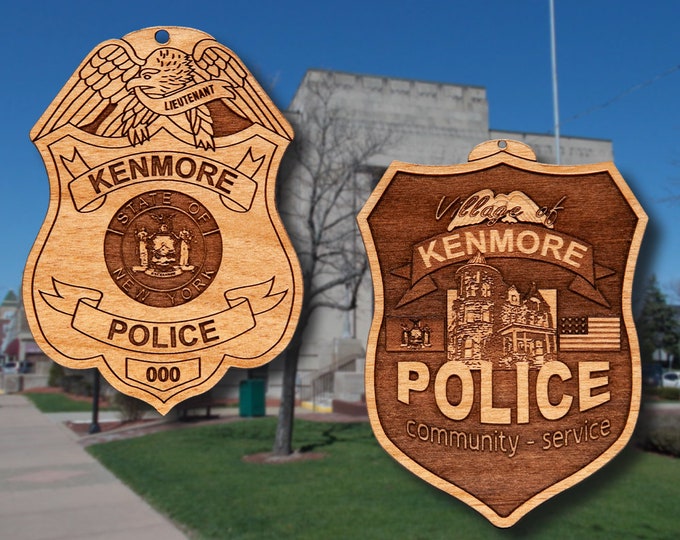 Wooden Kenmore NY Police Badge or Patch Ornament