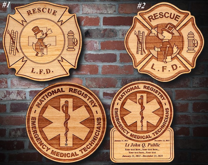 Misc. Wooden EMS FD Badge or Patch Plaque #27