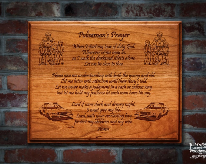 Policeman's Prayer Plaque