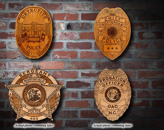 Miscellaneous  Wooden Police Badge or Patch Plaque 4