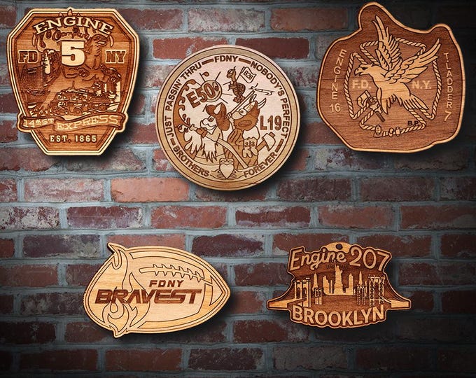 Personalized Wooden New York City Fire Department Badge and Patch Ornament 4