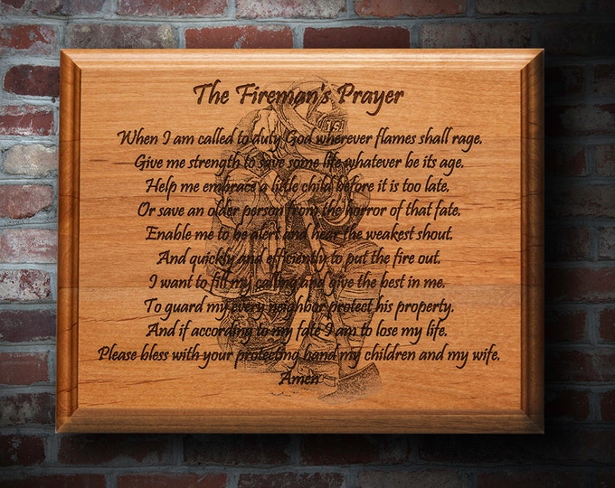 Fireman's Prayer Plaque