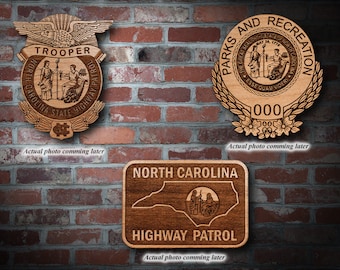 Personalized Wooden North Carolina Highway Patrol Badge or Patch Plaque
