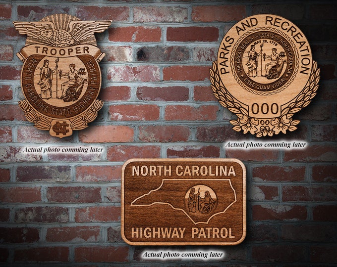 Personalized Wooden North Carolina Highway Patrol Badge or Patch Plaque