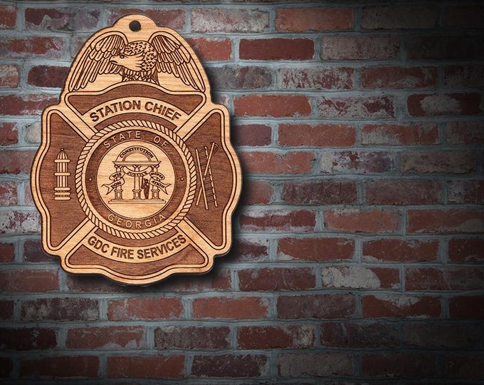 Misc. Wooden EMS FD Badge or Patch Plaque #28