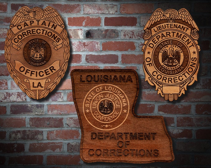 Wooden Louisiana DoC Badge or Patch Plaque