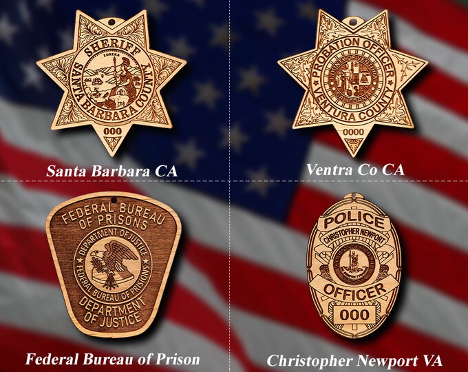 Misc. Wooden Police Badge or Patch Ornament #64