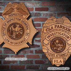 Wooden Florida Government Badge Plaques